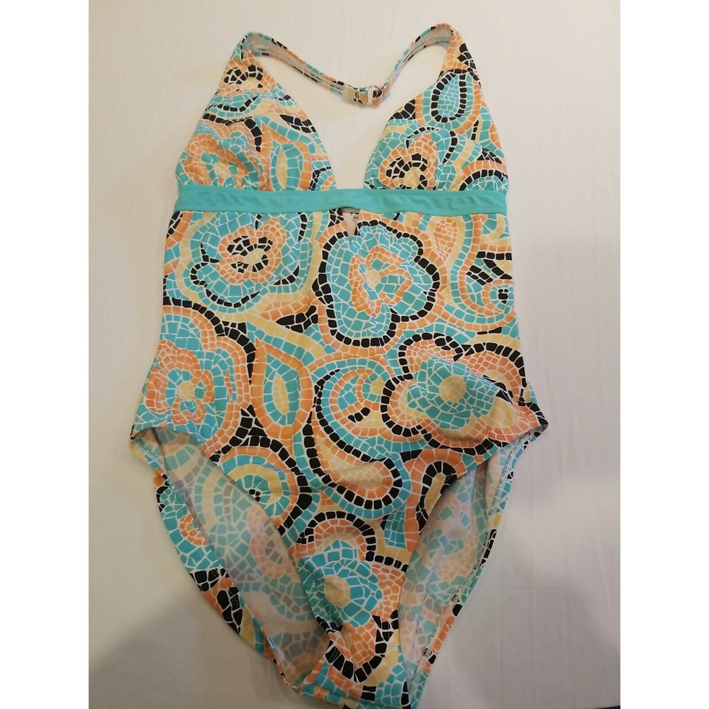 Cole of‎ California Women's 14 One Piece  Swimsuit  Multi colored  Turtle Mosaic